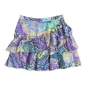 120% Lino Floral Ruffle Skirt - Size Women's Large